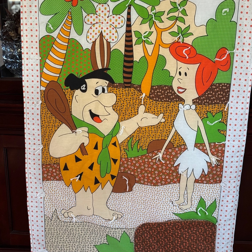 Flintstones Handmade Baby Quilt Hanna Barbera Vintage